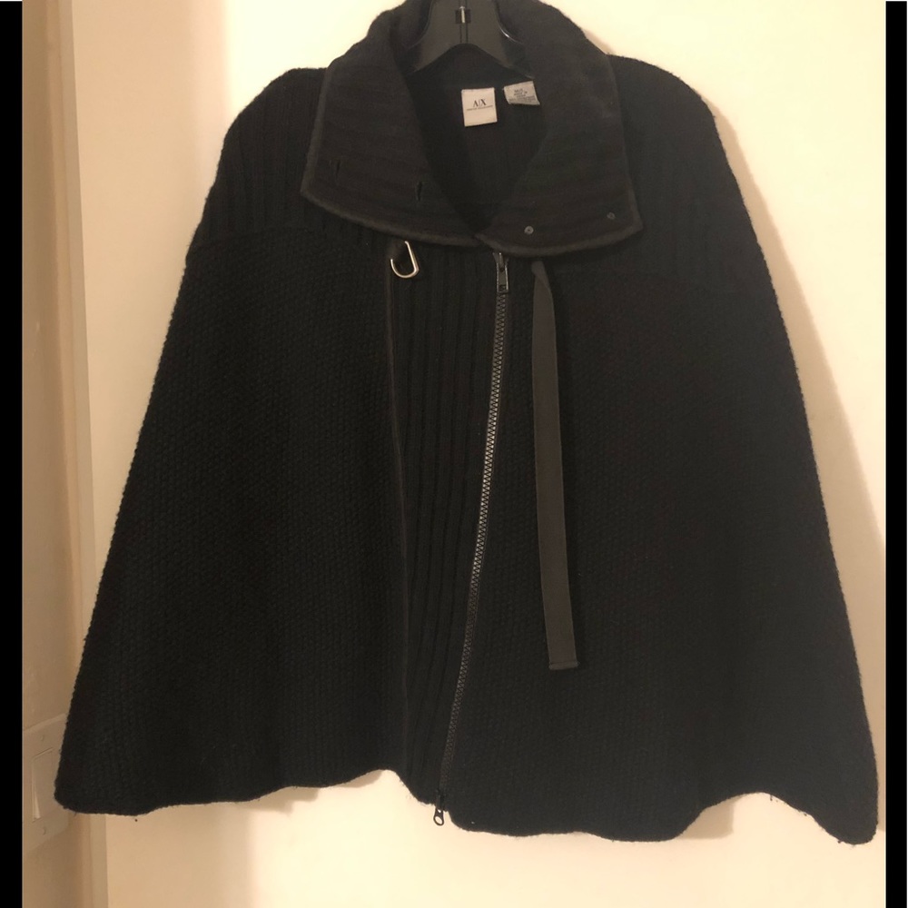 Black wool AX cape